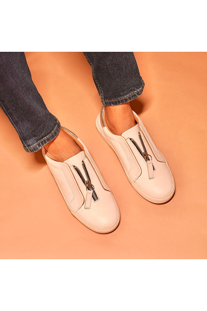 White Leather Sneakers by Dmodot at Pernia's Pop Up Shop