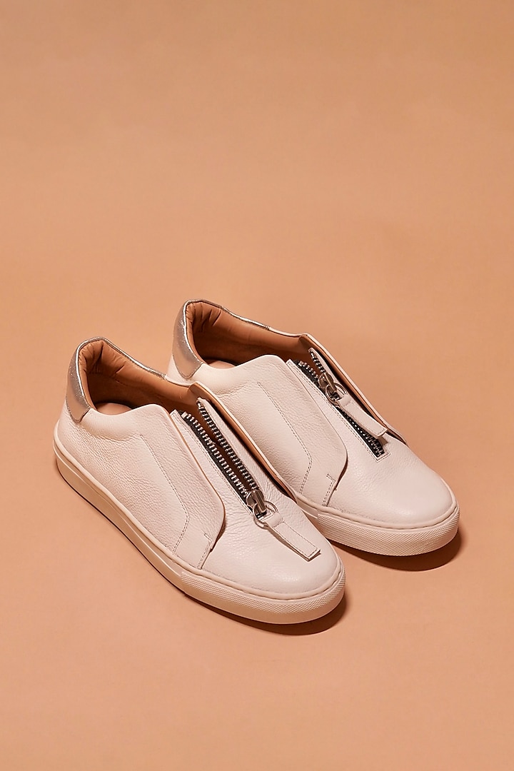 White Leather Sneakers by Dmodot at Pernia's Pop Up Shop