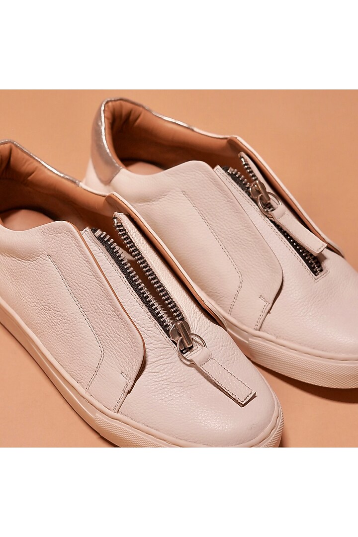 White Leather Sneakers by Dmodot at Pernia's Pop Up Shop
