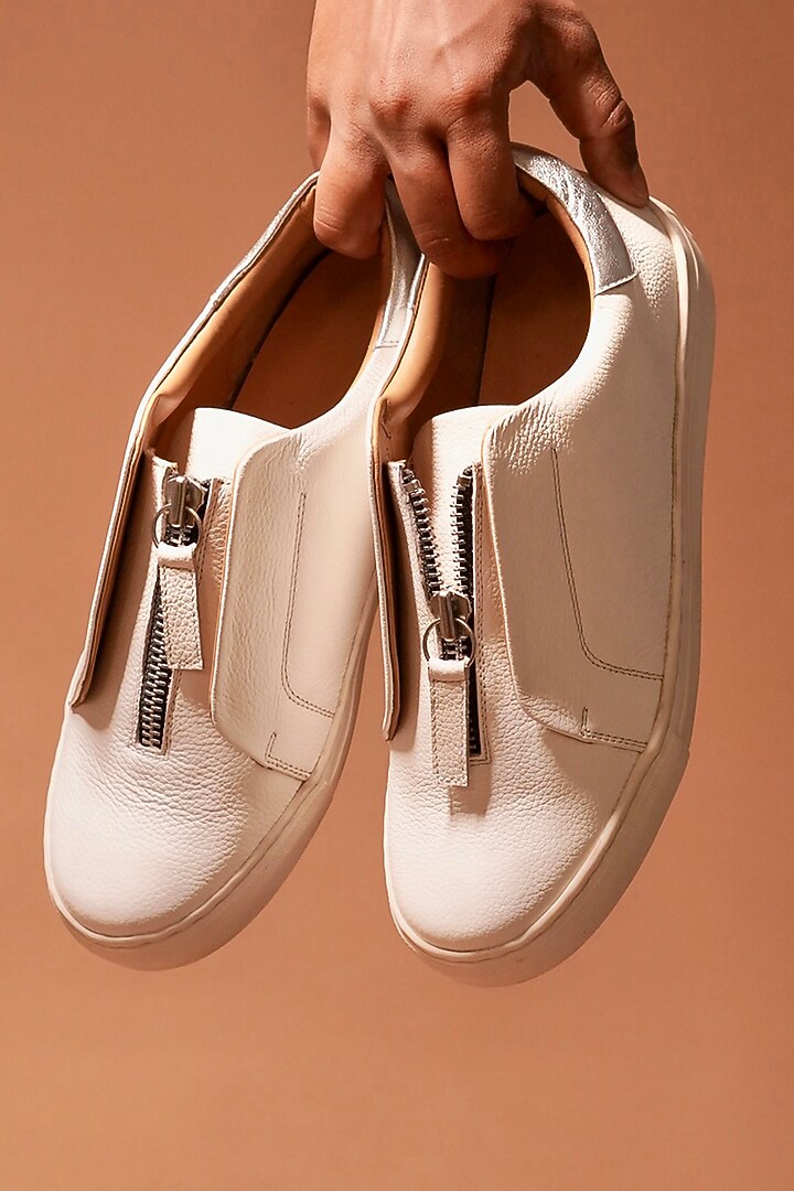 White Leather Sneakers by Dmodot at Pernia's Pop Up Shop