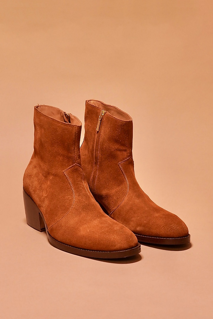 Tan Suede Handcrafted boots by Dmodot at Pernia's Pop Up Shop