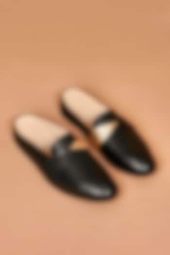 Black Leather Mules by Dmodot at Pernia's Pop Up Shop