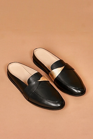 Black Leather Mules by Dmodot
