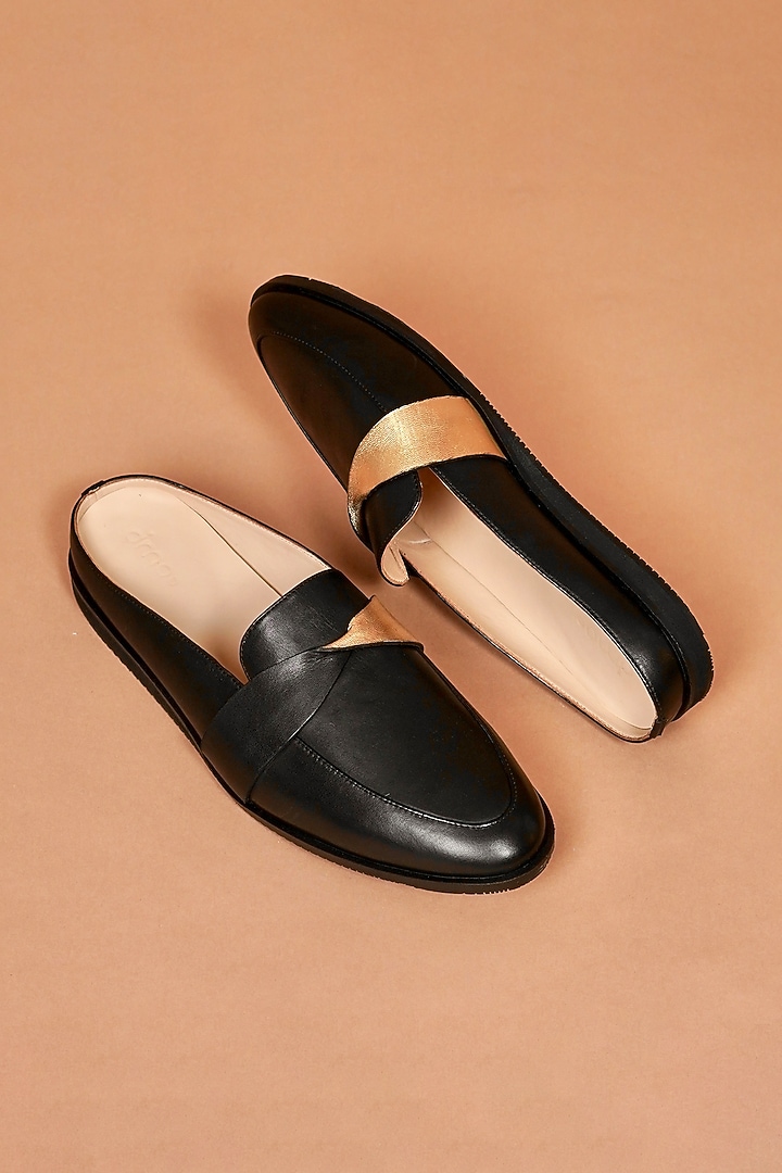 Black Leather Mules by Dmodot at Pernia's Pop Up Shop