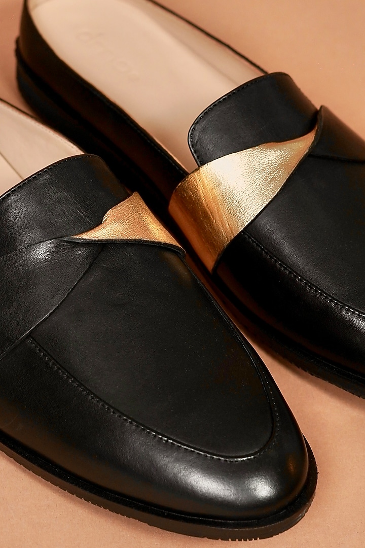 Black Leather Mules by Dmodot at Pernia's Pop Up Shop