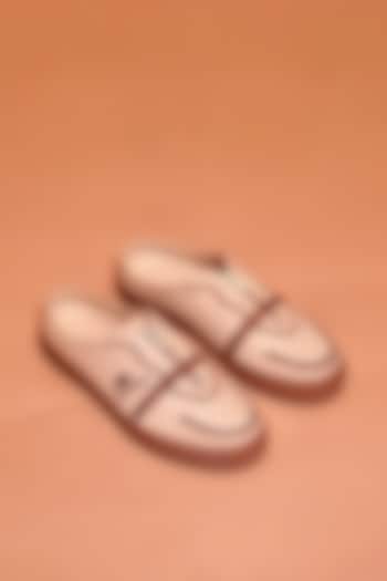 Mocha-Colored Grain Leather Mules by Dmodot at Pernia's Pop Up Shop