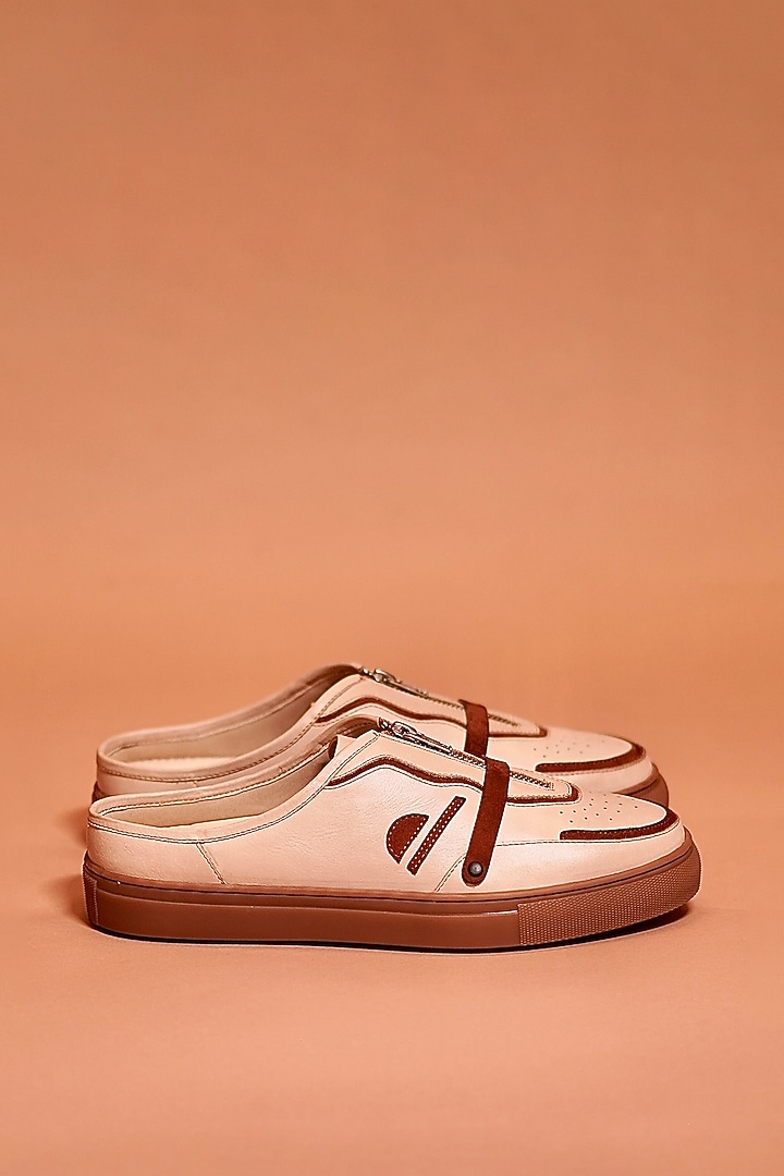 Mocha-Colored Grain Leather Mules by Dmodot at Pernia's Pop Up Shop