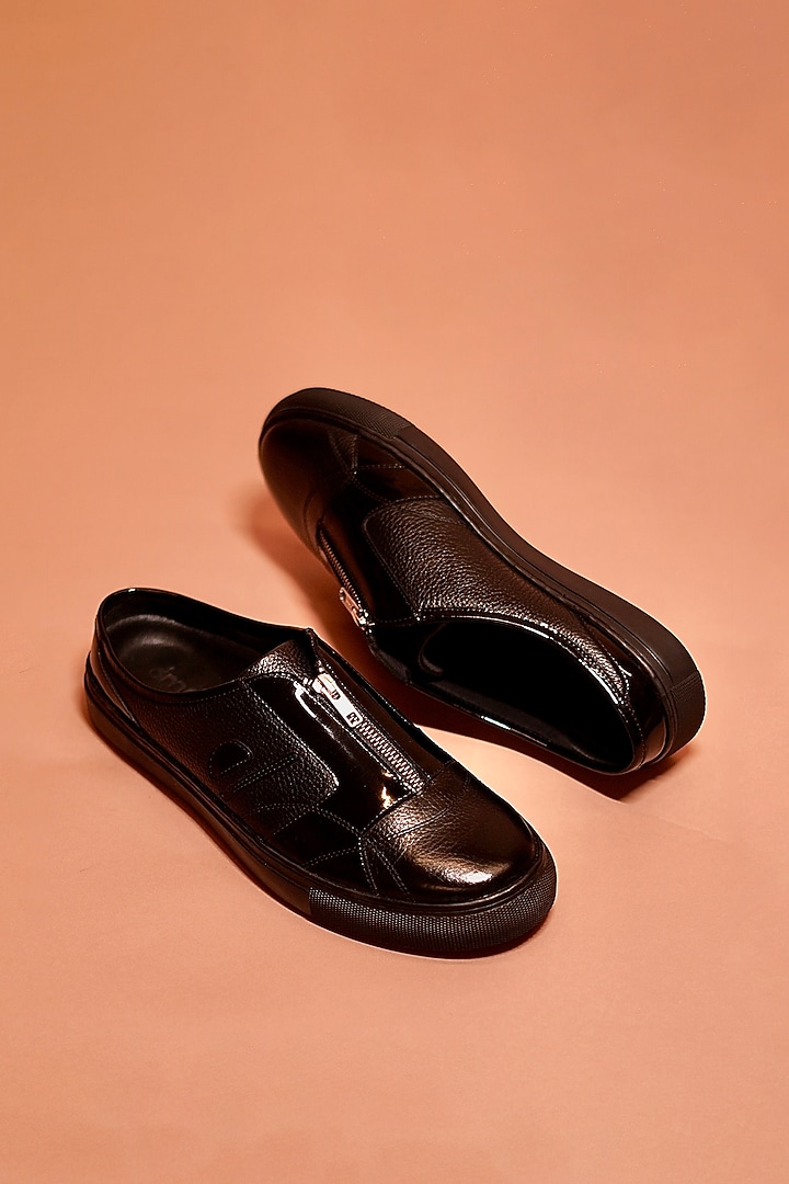 Black Leather Mules by Dmodot at Pernia's Pop Up Shop