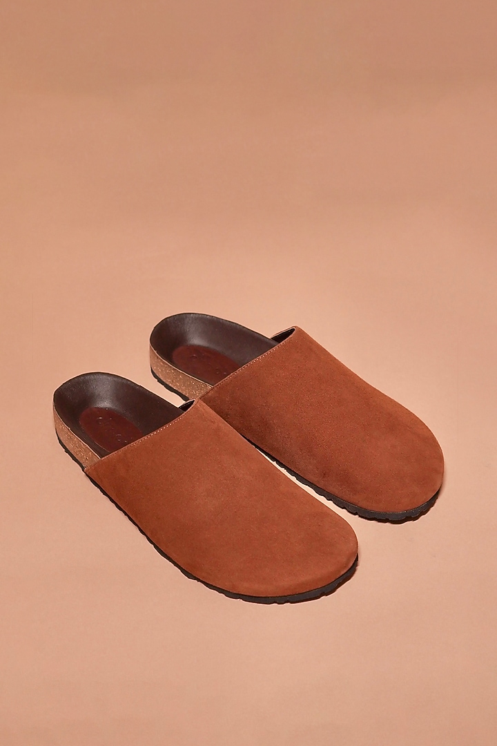 Tan Suede Mules by Dmodot at Pernia's Pop Up Shop