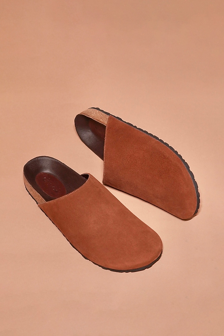 Tan Suede Mules by Dmodot at Pernia's Pop Up Shop