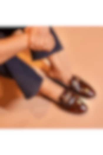 Burgundy Leather Mules by Dmodot at Pernia's Pop Up Shop