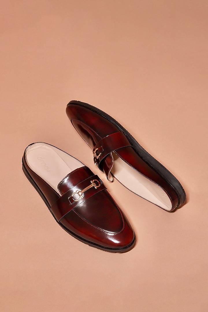 Burgundy Leather Mules by Dmodot at Pernia's Pop Up Shop