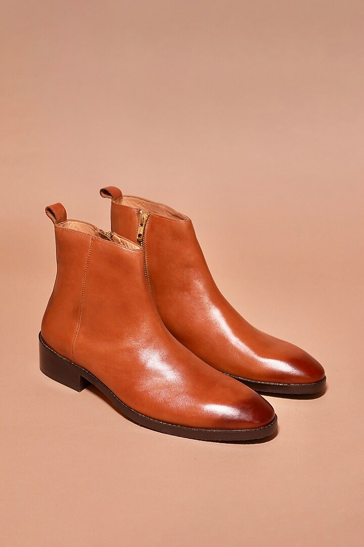 Tan Leather Boots by Dmodot at Pernia's Pop Up Shop