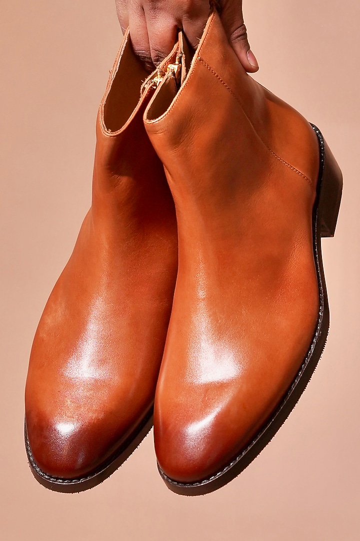 Tan Leather Boots by Dmodot at Pernia's Pop Up Shop