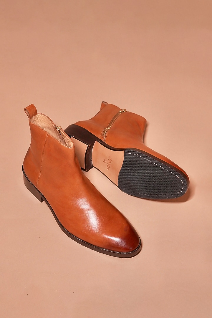 Tan Leather Boots by Dmodot at Pernia's Pop Up Shop