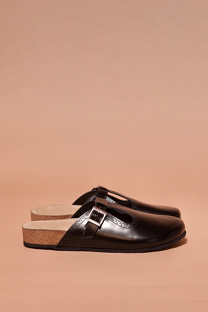 Black Leather Mules by Dmodot at Pernia's Pop Up Shop