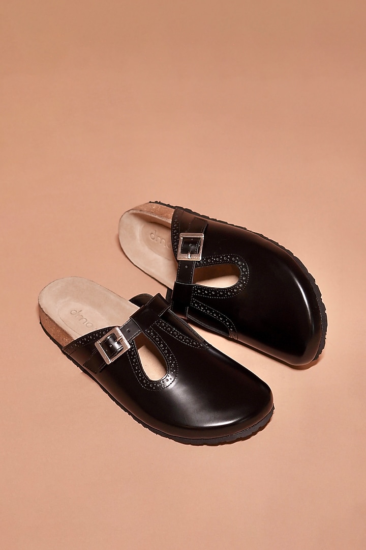 Black Leather Mules by Dmodot at Pernia's Pop Up Shop