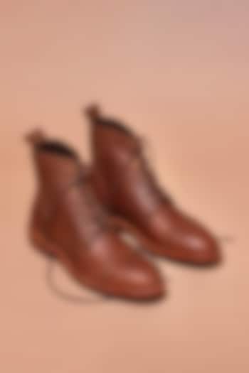 Dual-Tone Brown Leather Boots by Dmodot at Pernia's Pop Up Shop