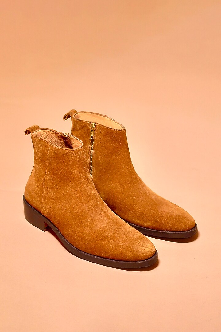 Tan Suede Boots by Dmodot at Pernia's Pop Up Shop