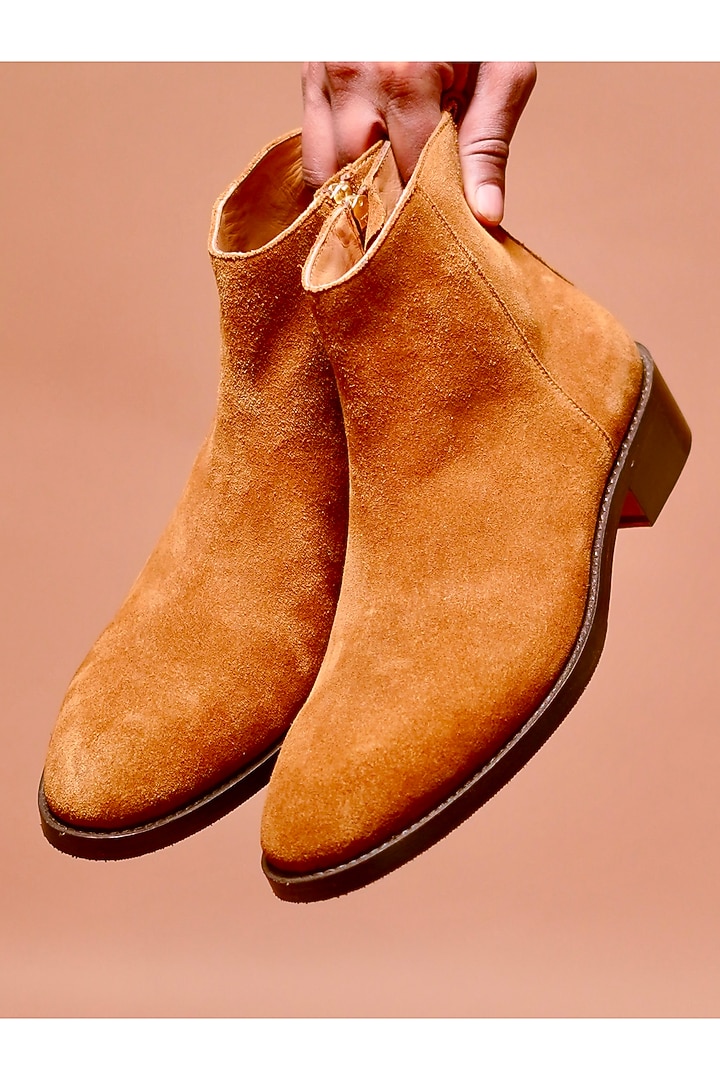 Tan Suede Boots by Dmodot at Pernia's Pop Up Shop