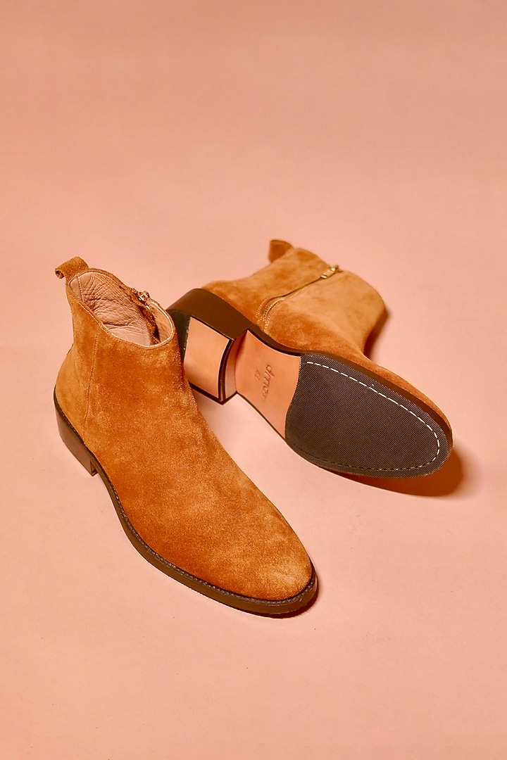 Tan Suede Boots by Dmodot at Pernia's Pop Up Shop