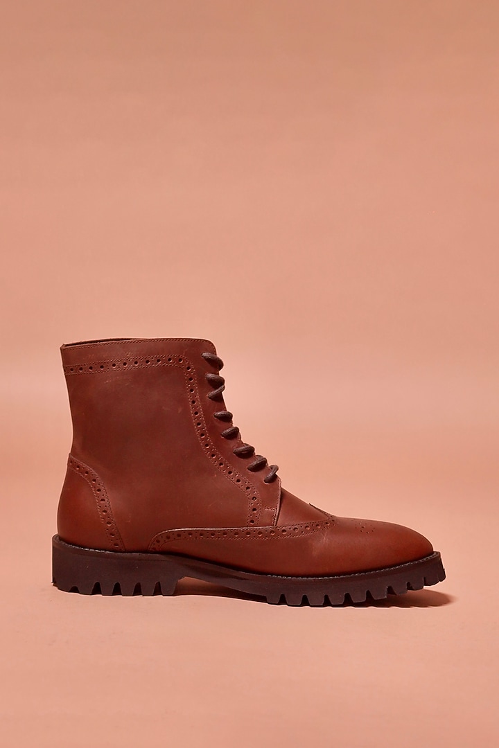 Dark Brown Grain Leather Boots by Dmodot at Pernia's Pop Up Shop