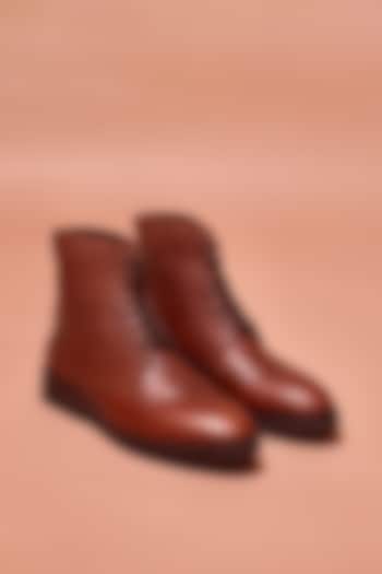 Dark Brown Grain Leather Boots by Dmodot at Pernia's Pop Up Shop