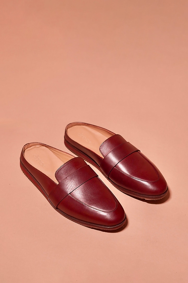 Dark Brown Leather Mules by Dmodot at Pernia's Pop Up Shop