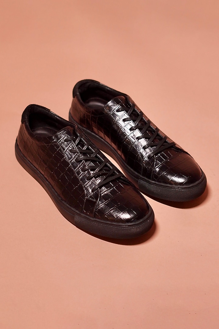 Black Leather Sneakers by Dmodot at Pernia's Pop Up Shop