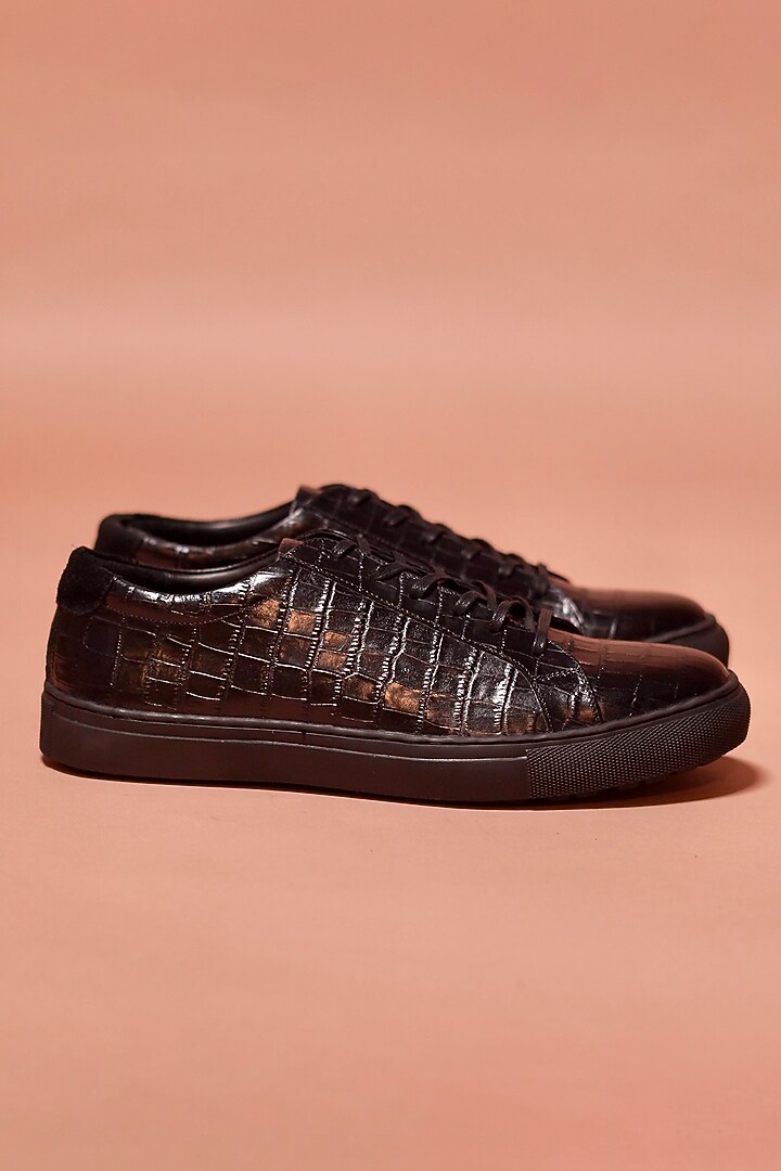 Black Leather Sneakers by Dmodot at Pernia's Pop Up Shop