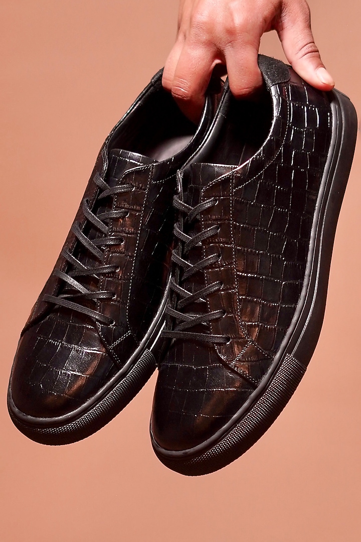 Black Leather Sneakers by Dmodot at Pernia's Pop Up Shop