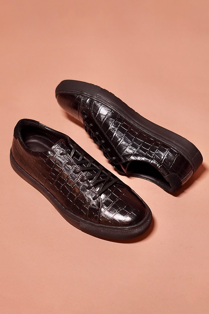 Black Leather Sneakers by Dmodot at Pernia's Pop Up Shop