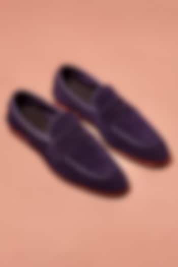 Dark Navy Blue Suede Loafers by Dmodot at Pernia's Pop Up Shop