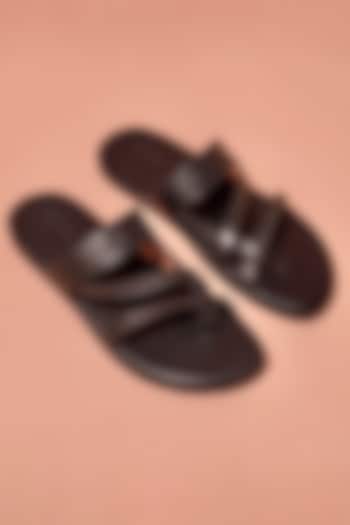 Black Grain Leather Flats by Dmodot at Pernia's Pop Up Shop