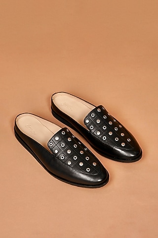 Black Leather Mules by Dmodot