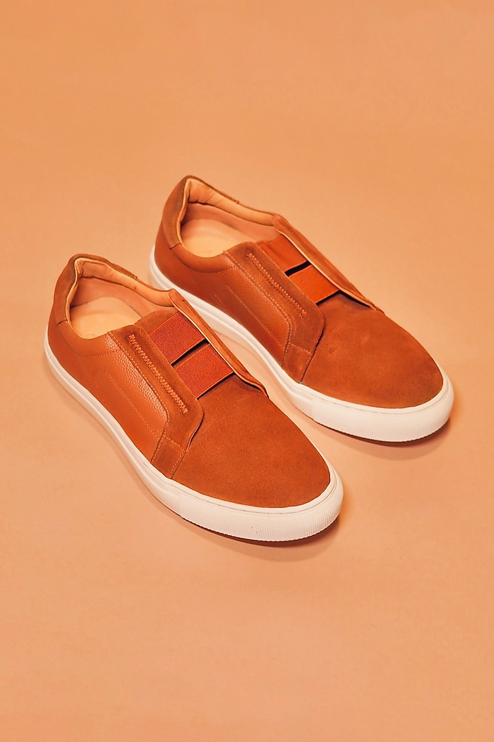 Brown Suede Slip-on Sneakers by Dmodot at Pernia's Pop Up Shop