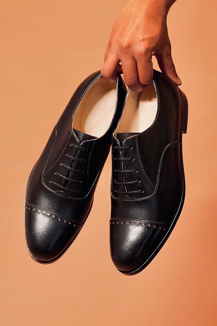 Black Leather Oxford Shoes by Dmodot at Pernia's Pop Up Shop