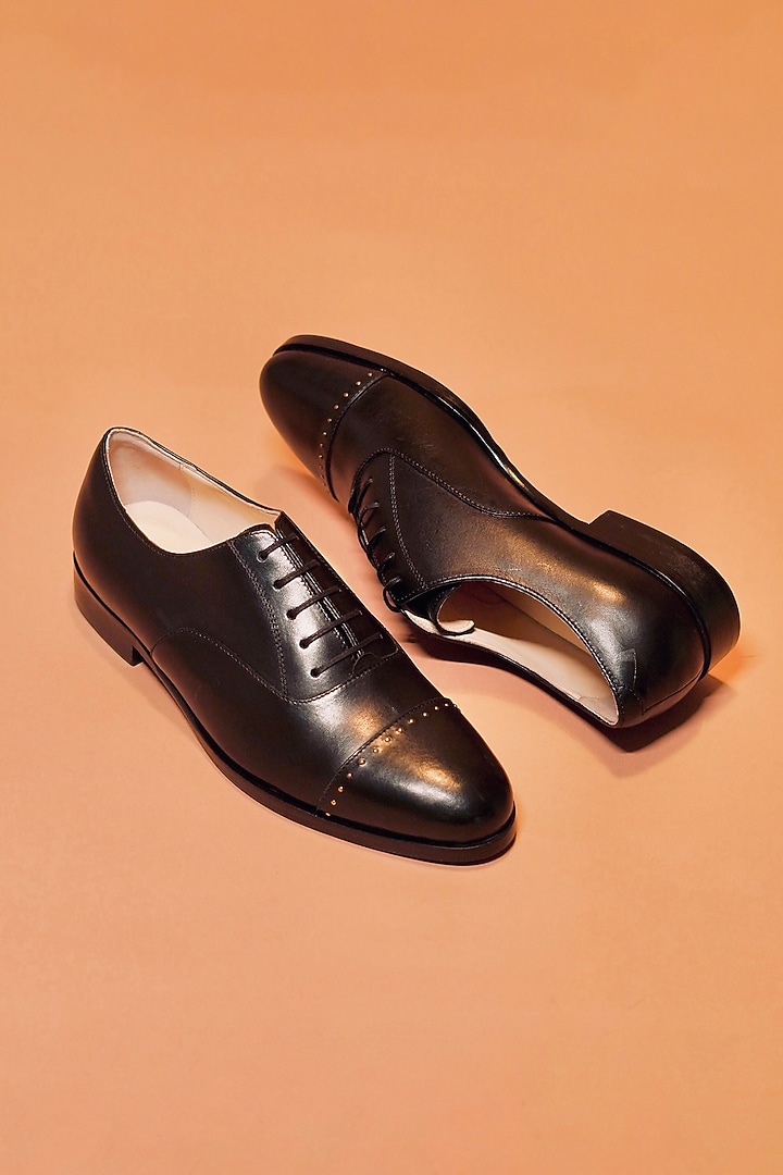 Black Leather Oxford Shoes by Dmodot at Pernia's Pop Up Shop