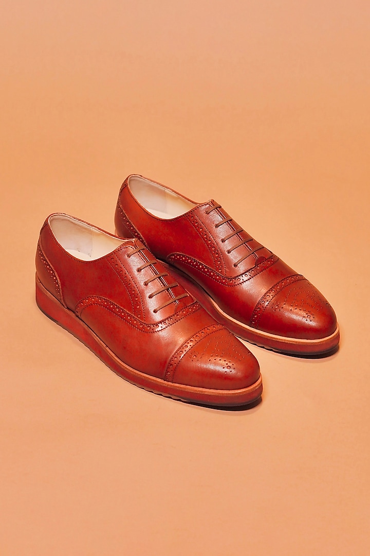 Brown Leather Oxford Shoes by Dmodot at Pernia's Pop Up Shop