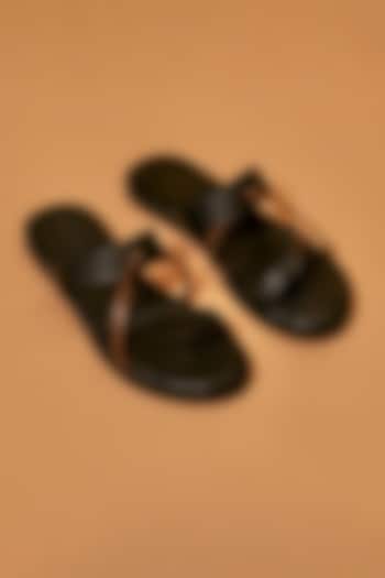 Black Leather Slip-Ons by Dmodot at Pernia's Pop Up Shop