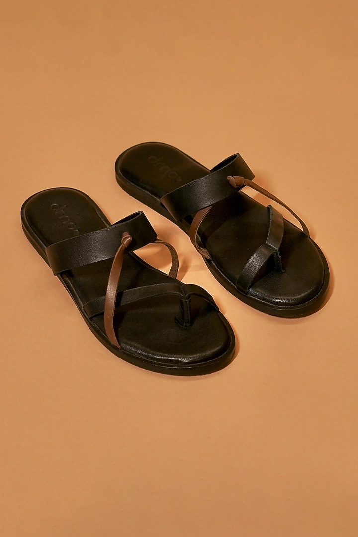 Black Leather Slip-Ons by Dmodot at Pernia's Pop Up Shop