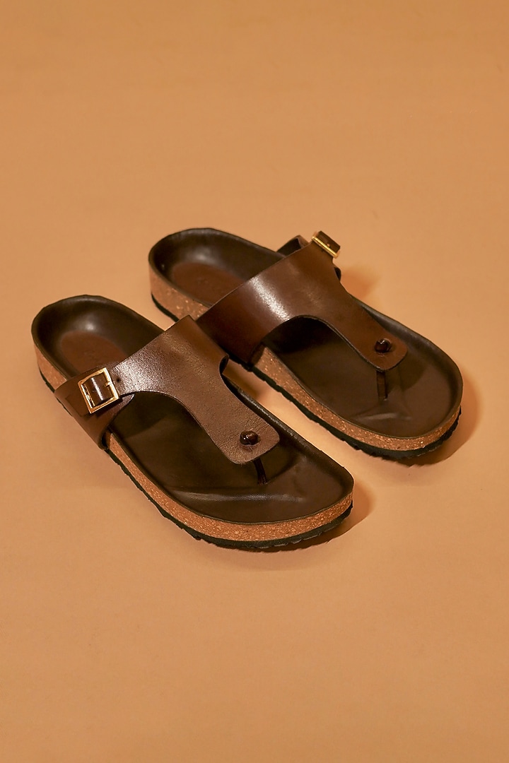 Brown Leather Slip-Ons by Dmodot at Pernia's Pop Up Shop