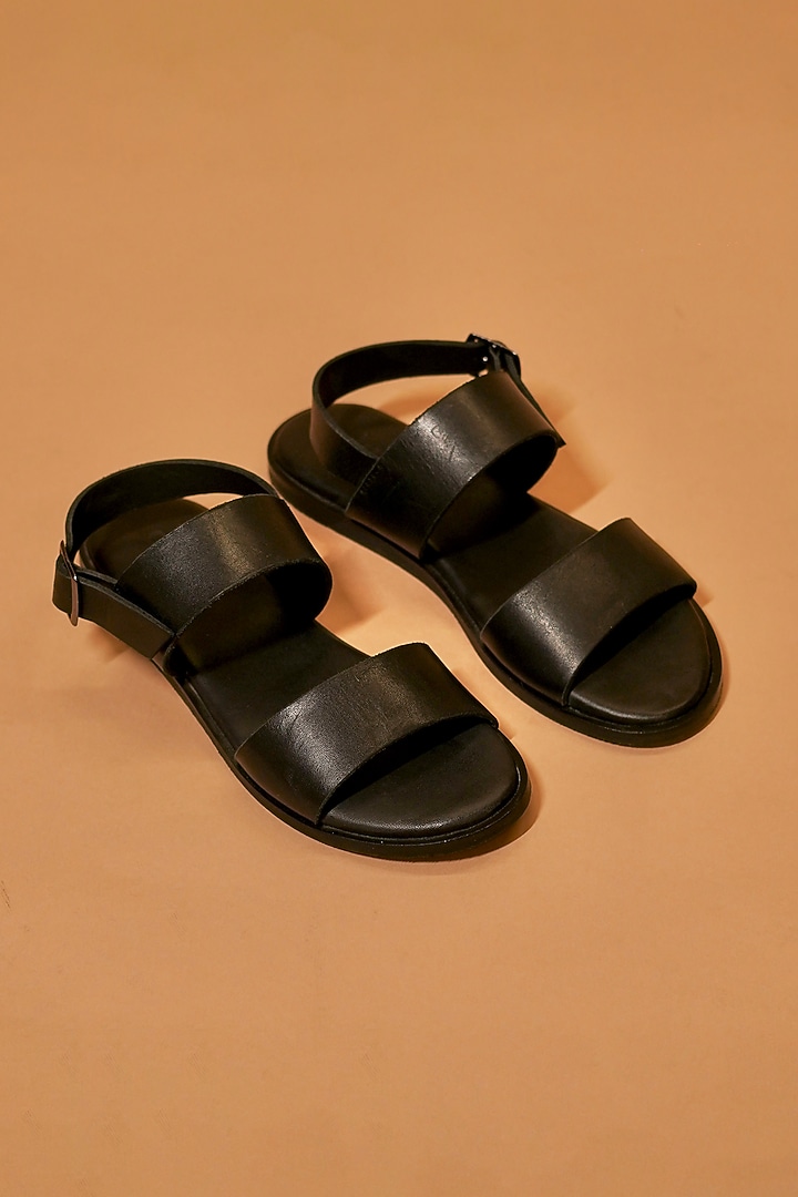 Black Leather Sandals by Dmodot at Pernia's Pop Up Shop