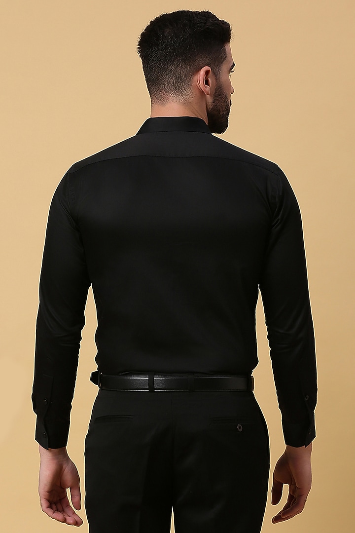 Black Party Wear Shirting Tuxedo Party Wear Shirt by DMODE at Pernia's Pop Up Shop