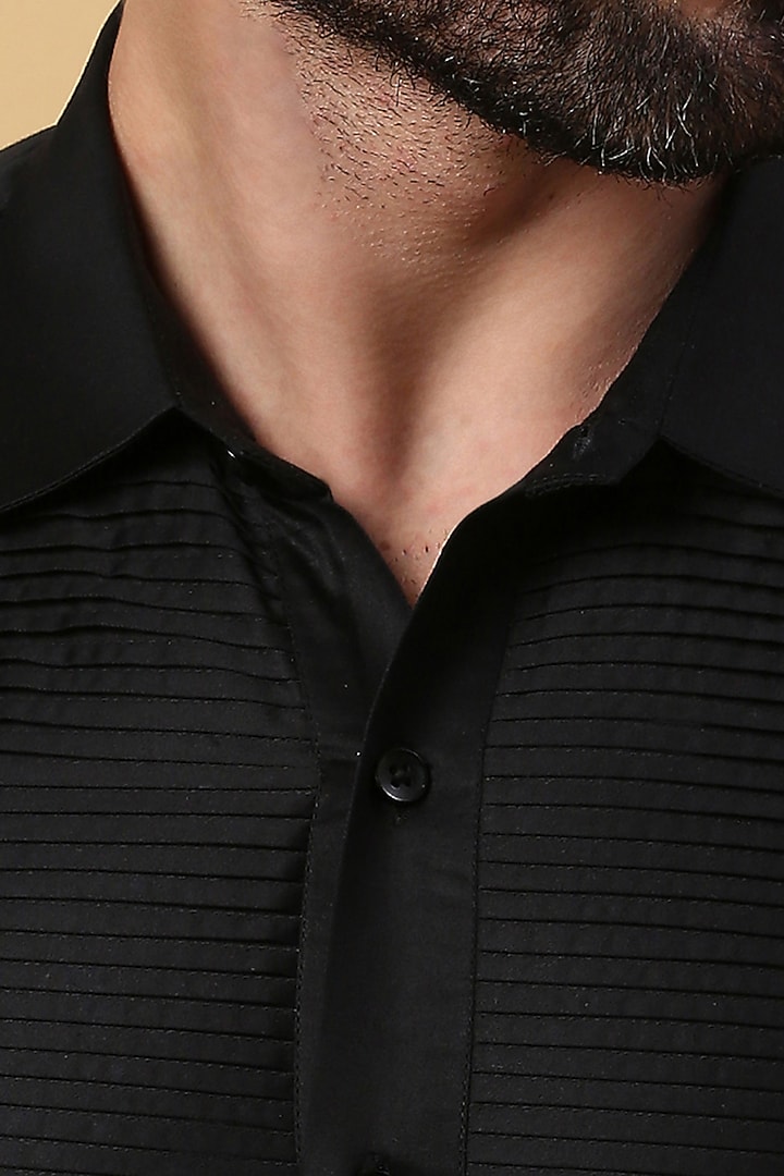 Black Party Wear Shirting Tuxedo Party Wear Shirt by DMODE at Pernia's Pop Up Shop