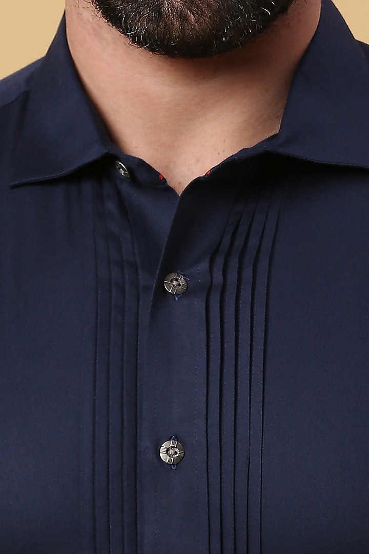 Navy Blue Party Wear Shirting Tuxedo Party Wear Shirt by DMODE at Pernia's Pop Up Shop