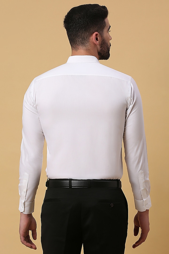 White Party Wear Shirting Green Embroidered Party Wear Shirt by DMODE at Pernia's Pop Up Shop