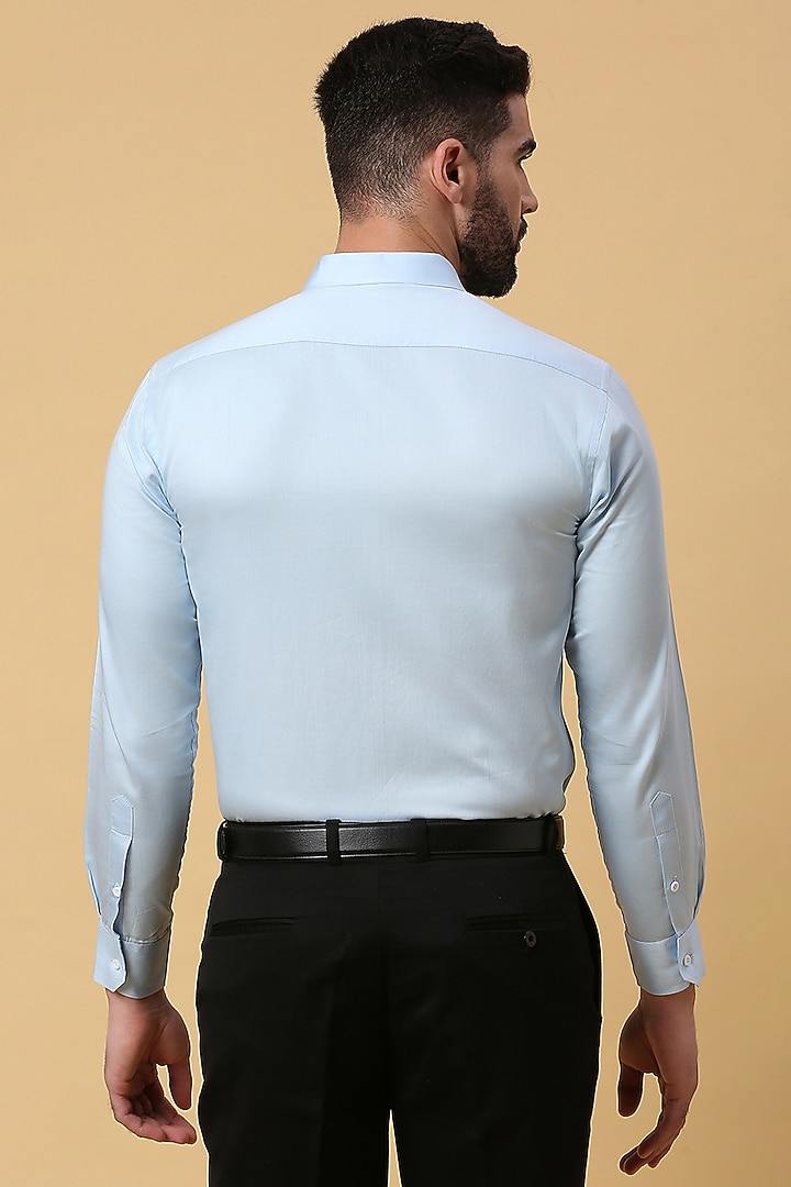 Sky Blue Party Wear Shirting Panel Embroidered Party Wear Shirt by DMODE at Pernia's Pop Up Shop