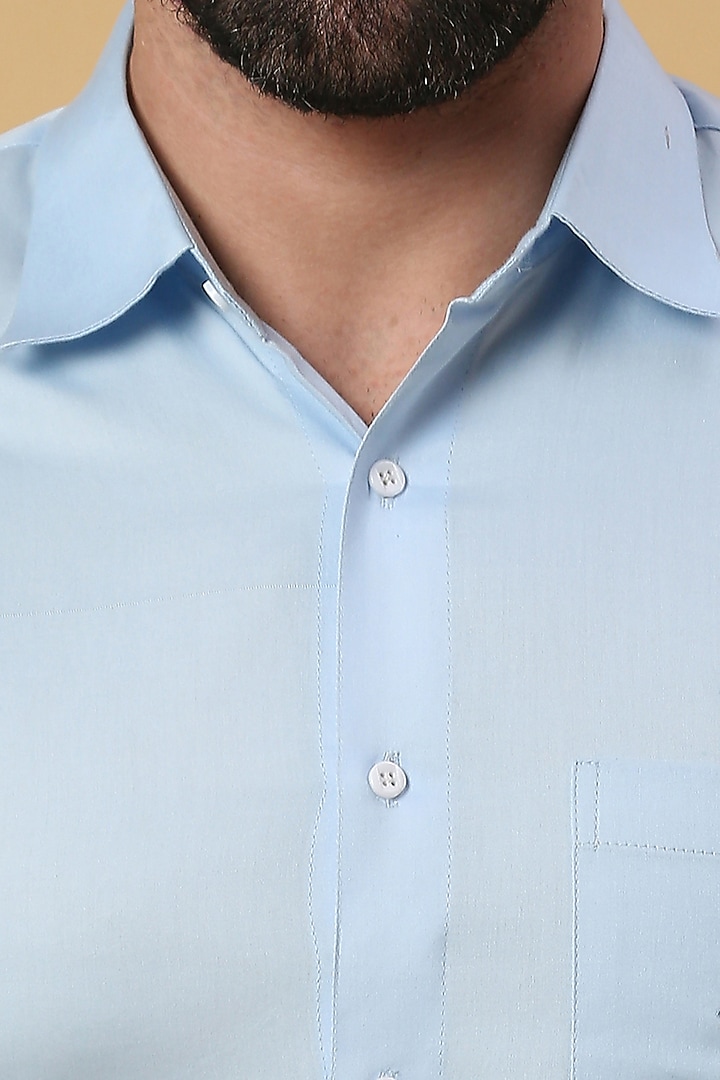 Sky Blue Party Wear Shirting Panel Embroidered Party Wear Shirt by DMODE at Pernia's Pop Up Shop