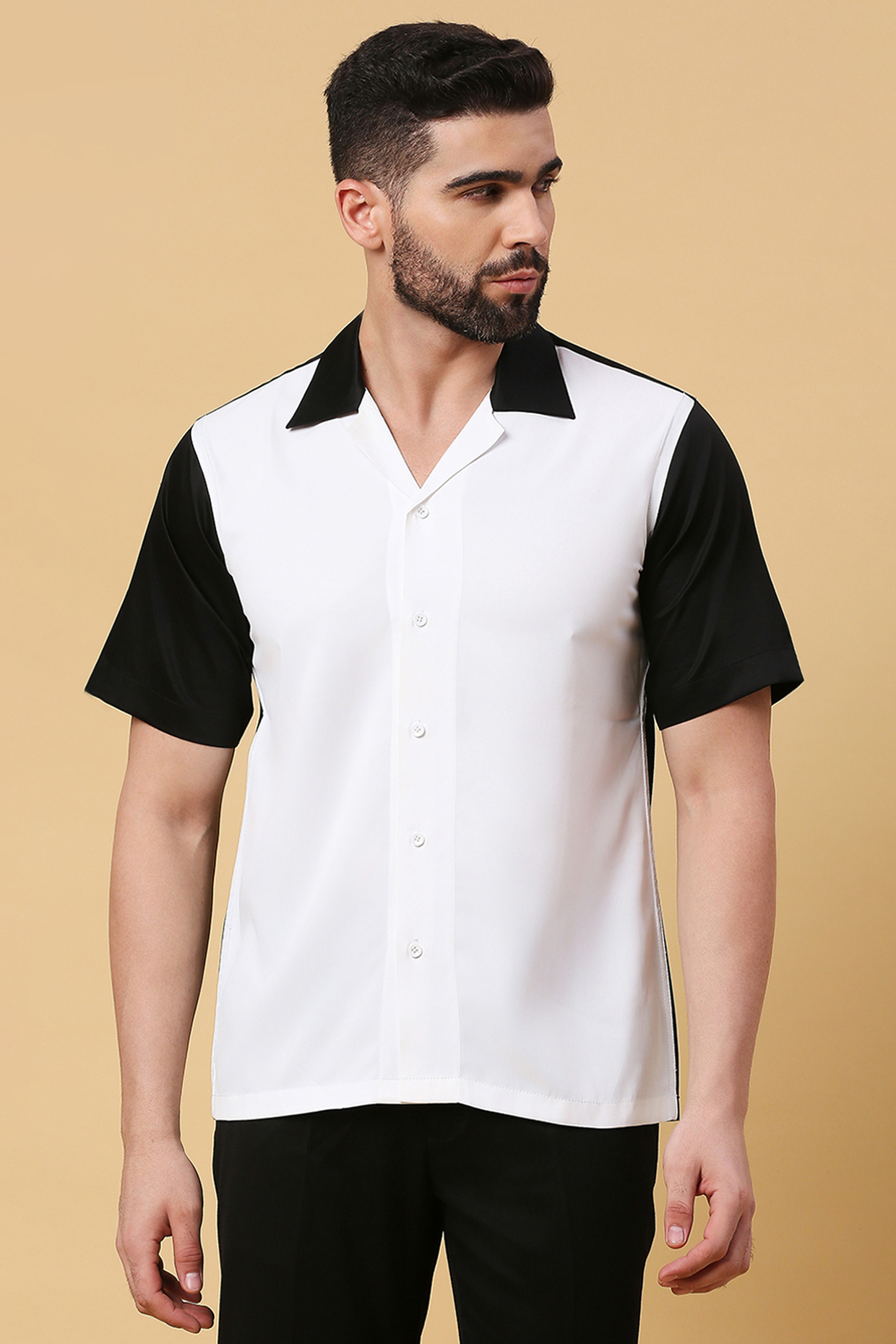 Black & White Shirting Shirt by DMODE